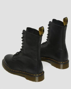 1490 Virginia Leder Hohe Stiefel in Schwarz