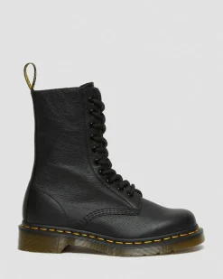 1490 Virginia Leder Hohe Stiefel in Schwarz
