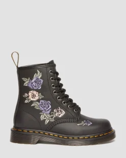 1460 Vonda Floral Reclaimed Leder Stiefel in Schwarz & Weiß
