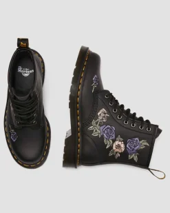 1460 Vonda Floral Reclaimed Leder Stiefel in Schwarz & Weiß