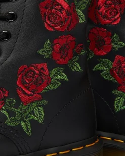 1460 Vonda Floral Rose Leder Schnürstiefel in Schwarz
