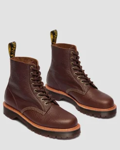 1460 Wild Grain Leder Stiefel in Sepia Braun