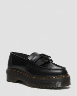 Adrian Quad Leder Plateau Tassle Loafer in Schwarz
