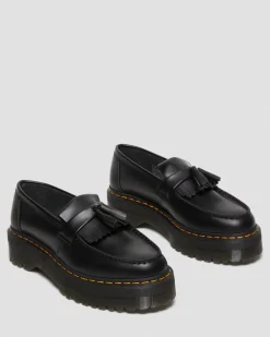 Adrian Quad Leder Plateau Tassle Loafer in Schwarz