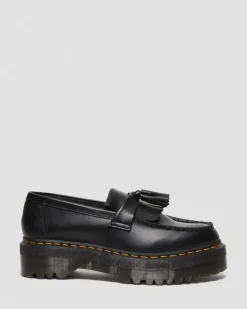 Adrian Quad Leder Plateau Tassle Loafer in Schwarz