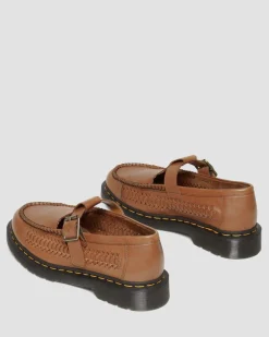 Adrian T-Bar Woven Leder Mary Jane Schuhe in British Tan