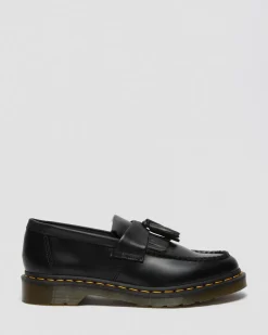 Adrian Yellow Stitch Glattleder Tassle Loafer in Schwarz
