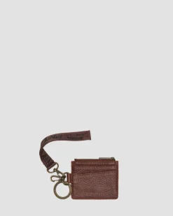 Ambassador Leather Cardholder Keyring in Cashew