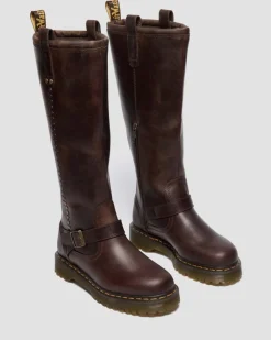 ANISTONE KNIEHOHE CRAZY HORSE BIKER BOOTS in Dunkelbraun