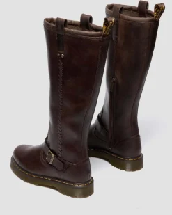 ANISTONE KNIEHOHE CRAZY HORSE BIKER BOOTS in Dunkelbraun