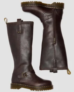 ANISTONE KNIEHOHE CRAZY HORSE BIKER BOOTS in Dunkelbraun