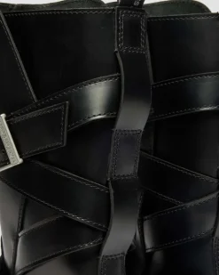 Anistone Two Strap Leder Biker Boots in Schwarz