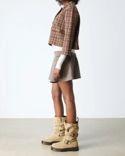 Anistone Two Strap Wildleder Biker Boots in Tan