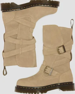 Anistone Two Strap Wildleder Biker Boots in Tan