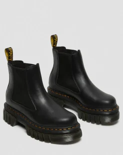 Audrick Nappa Lux Leder Plateau Chelsea Boots in Schwarz