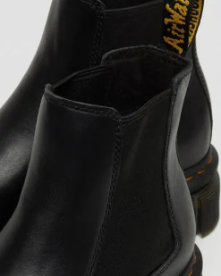 Audrick Nappa Lux Leder Plateau Chelsea Boots in Schwarz