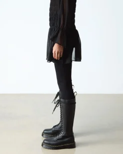 1B60 Bex Pisa Leder Hohe Stiefel in Schwarz