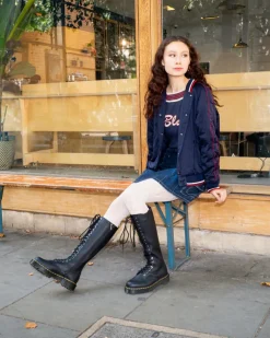 1B60 Bex Pisa Leder Hohe Stiefel in Schwarz