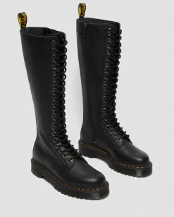 1B60 Bex Pisa Leder Hohe Stiefel in Schwarz
