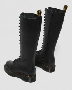 1B60 Bex Pisa Leder Hohe Stiefel in Schwarz