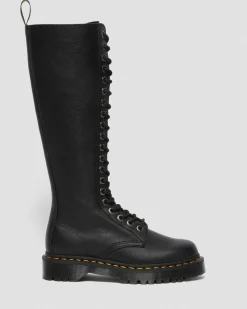 1B60 Bex Pisa Leder Hohe Stiefel in Schwarz
