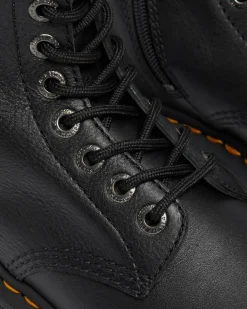 1B60 Bex Pisa Leder Hohe Stiefel in Schwarz