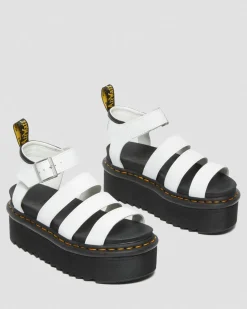 Blaire Quad Hydro Leder Plateau Gladiator Sandalen in Weiß