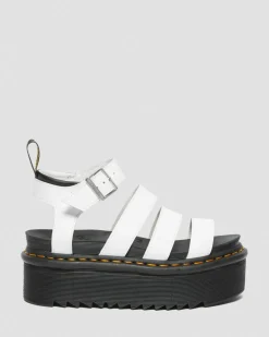 Blaire Quad Hydro Leder Plateau Gladiator Sandalen in Weiß