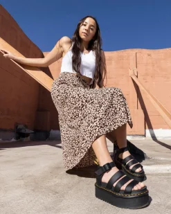 Blaire Quad Hydro Leder Plateau Gladiator Sandalen in Schwarz