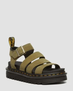 Blaire Tumbled Nubuck Sandalen in Muted Olive
