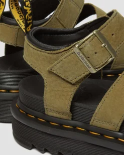Blaire Tumbled Nubuck Sandalen in Muted Olive