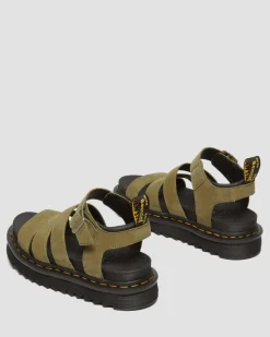 Blaire Tumbled Nubuck Sandalen in Muted Olive