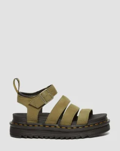 Blaire Tumbled Nubuck Sandalen in Muted Olive