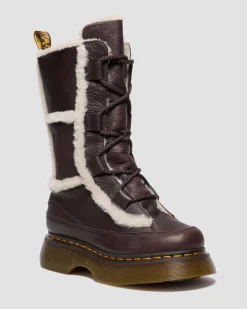 Buzz Grizzly Leder Schnürstiefel mit Kunstfellfutter in Dunkelbraun