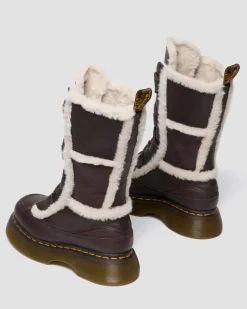 Buzz Grizzly Leder Schnürstiefel mit Kunstfellfutter in Dunkelbraun