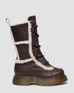 Buzz Grizzly Leder Schnürstiefel mit Kunstfellfutter in Dunkelbraun