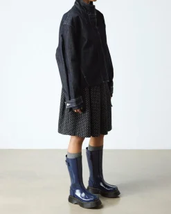 Buzz Hi Distressed Lackleder Stiefel in Dunkelblau