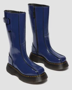 Buzz Hi Distressed Lackleder Stiefel in Dunkelblau