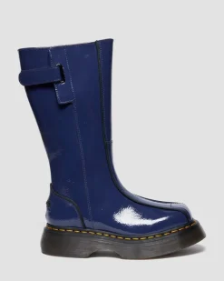 Buzz Hi Distressed Lackleder Stiefel in Dunkelblau