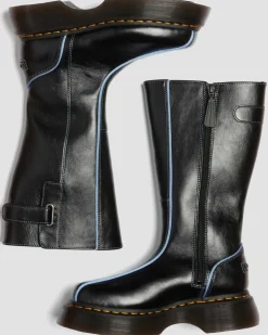 Buzz Hi Gloss Leder Stiefel in Schwarz
