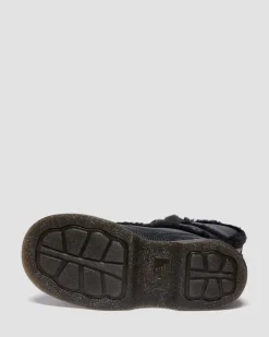 Buzz Milled Nappa Leder Schnürstiefel mit Kunstfellfutter in Schwarz