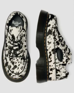 Buzz 5-Ösen Dalmatiner Hair On Leder Schuhe in Creme & Schwarz