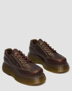 Buzz 5-Ösen Flower Grizzly Leder Schuhe in Dunkelbraun