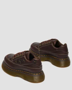 Buzz 5-Ösen Flower Grizzly Leder Schuhe in Dunkelbraun