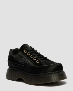 Buzz 5-Ösen Hair On Leder Schuhe in Schwarz