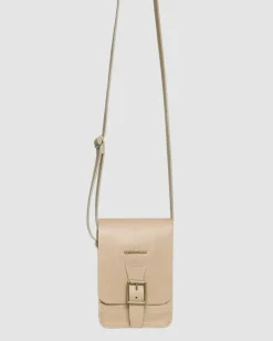 Carrara Vertikale Umhängetasche aus Leder in Beige