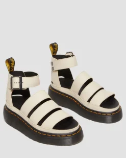 Clarissa II Pisa Leder Plateau Riemensandalen in Pergament-beige