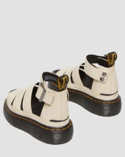 Clarissa II Pisa Leder Plateau Riemensandalen in Pergament-beige