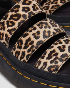 Clarissa Ii Quad Leopard Leder Plateausandalen in Hellbraun