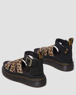 Clarissa Ii Quad Leopard Leder Plateausandalen in Hellbraun